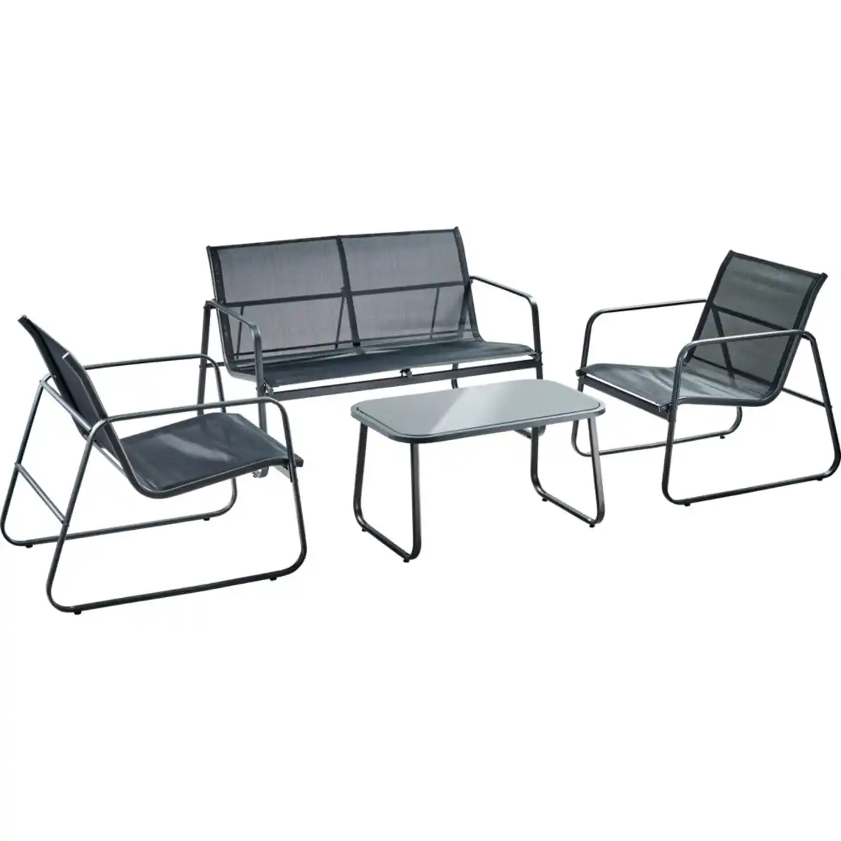 Bild 1 von Lounge-Set 4-teilig, 4-Sitzer mit Metallgestell, Tisch und Stühlen
