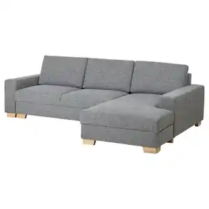 SÖRVALLEN 3er-Bettsofa mit Récamiere, rechts/Lejde grau/schwarz