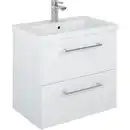 Bild 1 von Maximus Waschbeckenunterschrank Cheese 60 cm Weiß Hochglanz mit 2 Schubladen