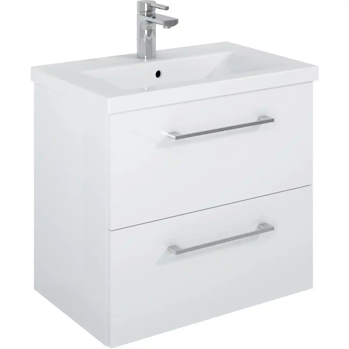 Bild 1 von Maximus Waschbeckenunterschrank Cheese 60 cm Weiß Hochglanz mit 2 Schubladen
