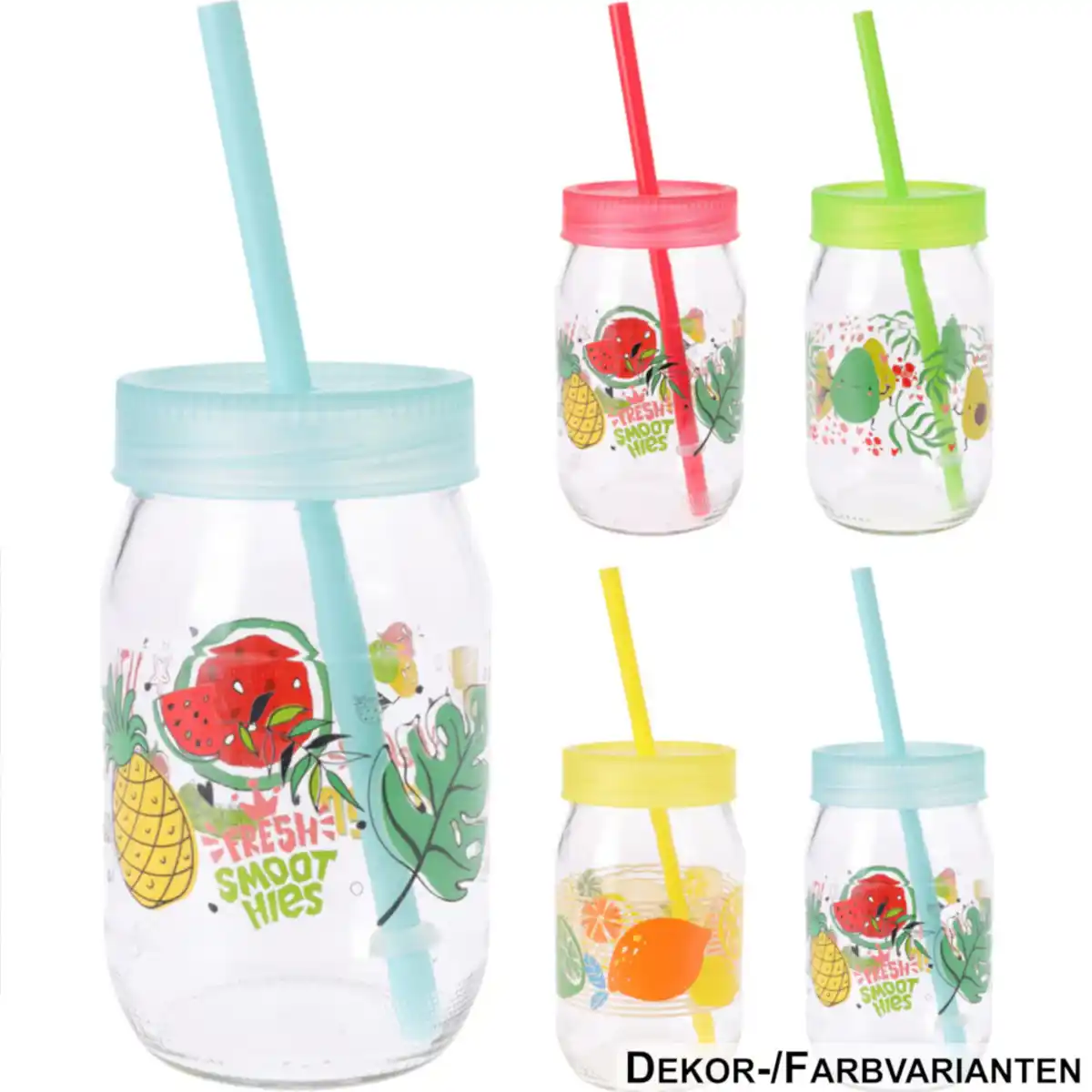 Bild 1 von Trinkglas mit Trinkhalm 370 ml - Farbauswahl