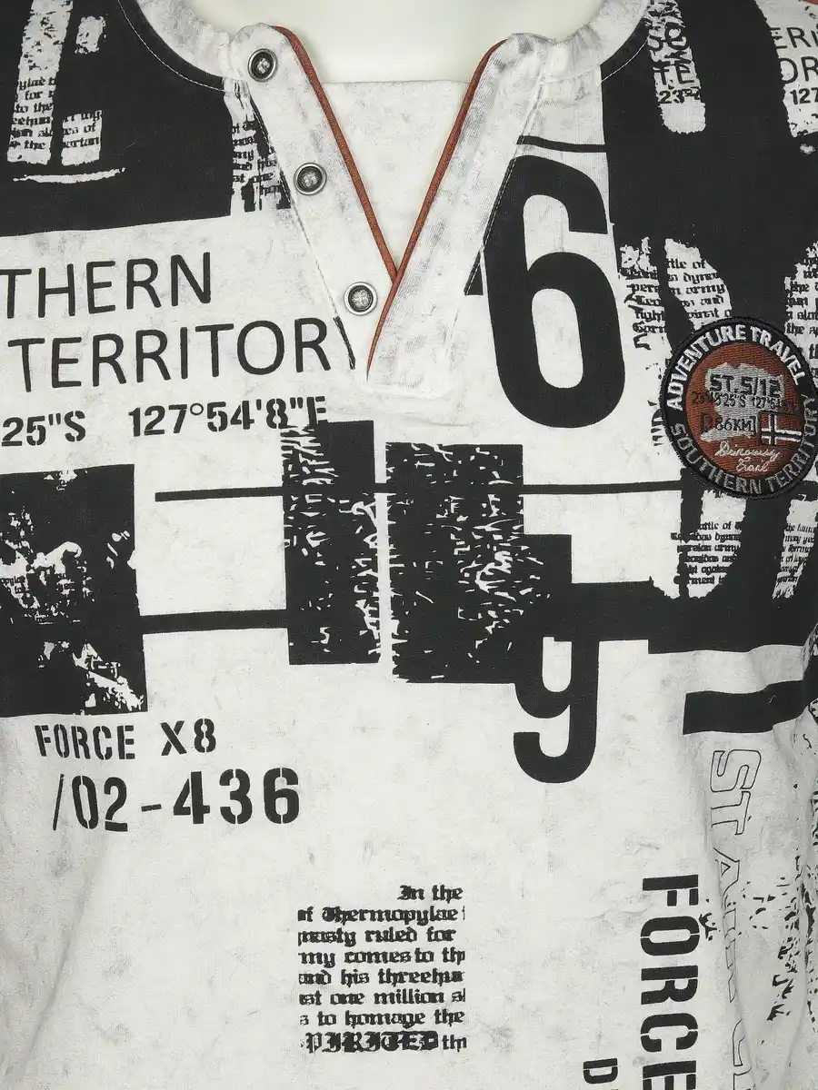 Bild 3 von Herren Henleyshirt mit Print Weiß