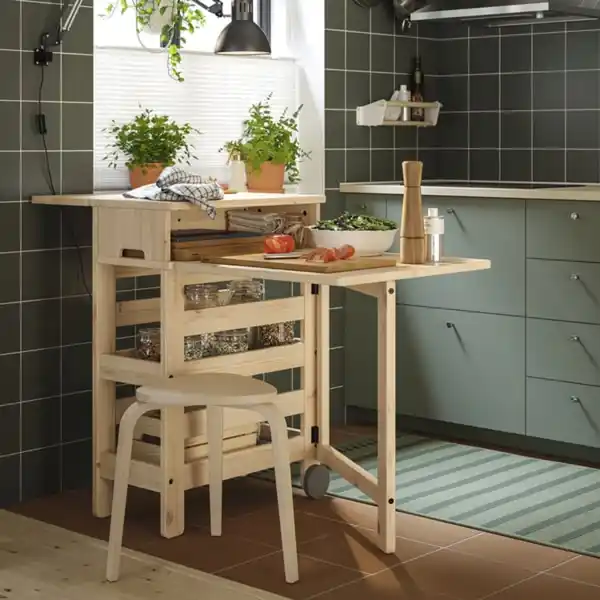 Bild 4 von RESARÖ Klapptisch mit Aufbewahrung mobil, Kiefer