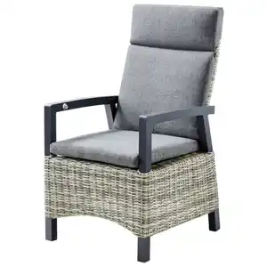 Gartensessel Polyrattan/Alu verstellbar gepolstert grau-meliert
