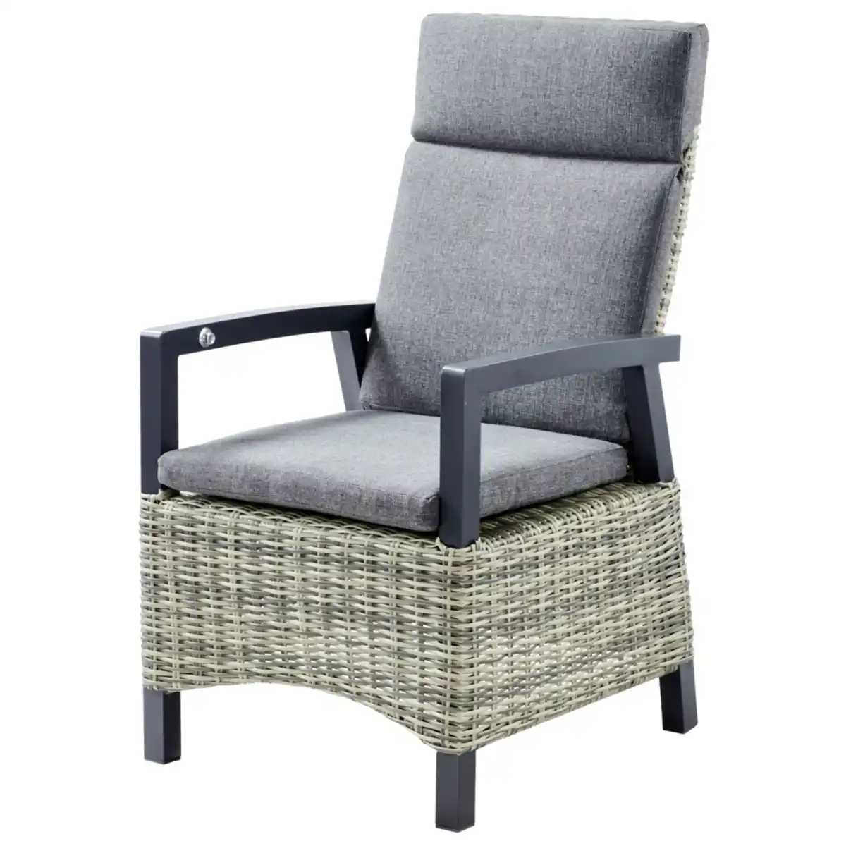 Bild 1 von Gartensessel Polyrattan/Alu verstellbar gepolstert grau-meliert