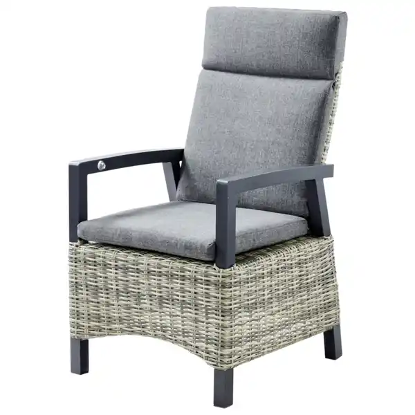 Bild 1 von Gartensessel Polyrattan/Alu verstellbar gepolstert grau-meliert