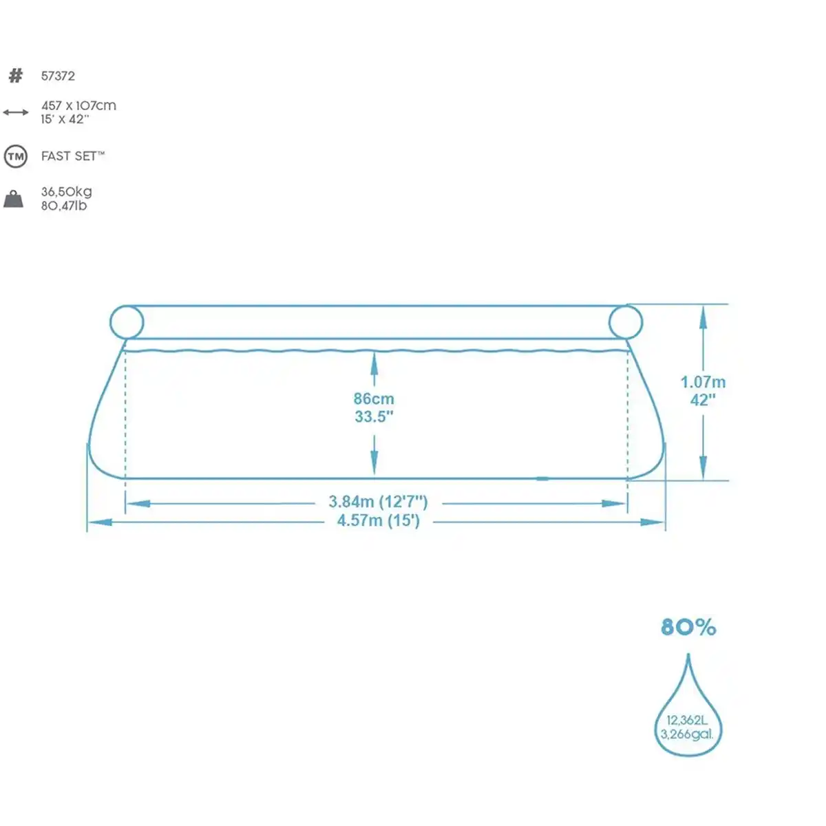 Bild 3 von Bestway Fast Set Aufstellpool-Set Ø 457 x 107 cm Rund Schiefergrau
