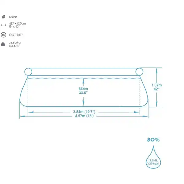 Bild 3 von Bestway Fast Set Aufstellpool-Set Ø 457 x 107 cm Rund Schiefergrau