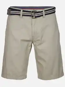 Herren Chino Bermuda mit Gürtel Weiß