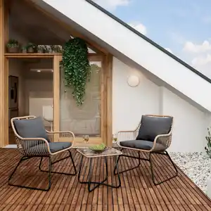 Balkonmöbel-Set Willmar 3-teilig Polyrattan Beige