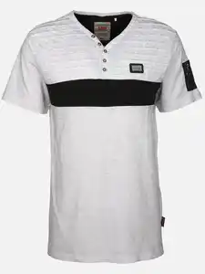 Herren Henleyshirt im Used Look Weiß