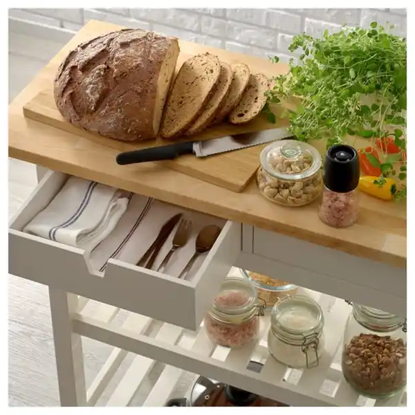 Bild 3 von FÖRHÖJA Servierwagen, Birke/weiß, 100x43 cm