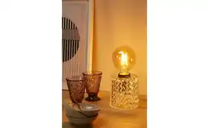 levelone Tischleuchte, 1-flammig, Glas in Wellen-Optik