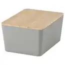 Bild 1 von KUGGIS Box mit Deckel, hellgrau/Bambus, 13x18x8 cm