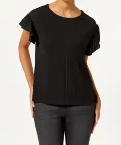 Strukturiertes T-Shirt, schwarz
