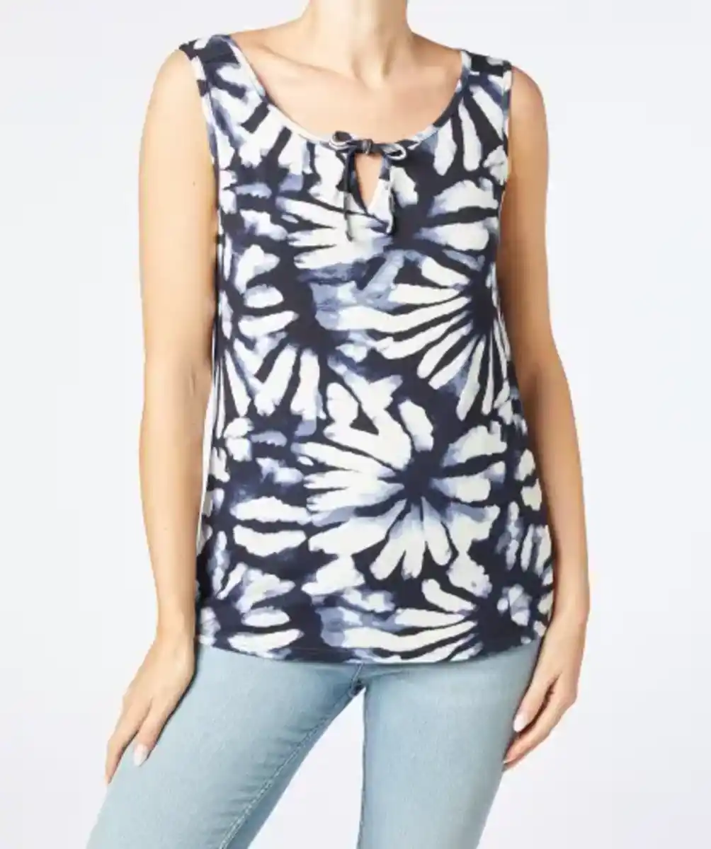 Bild 1 von Top mit Schnürung, dunkelblau bedruckt