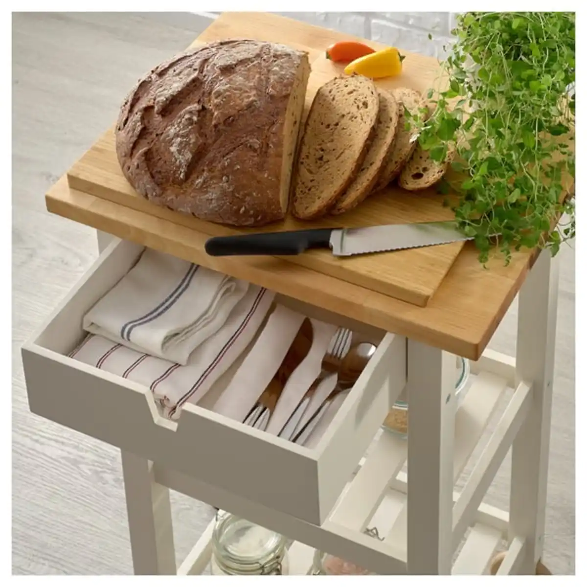 Bild 3 von FÖRHÖJA Servierwagen, Birke/weiß, 53x43 cm