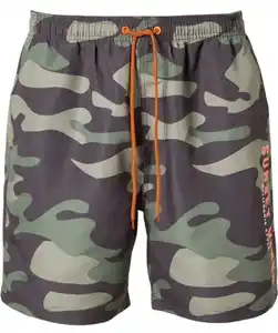Badeshorts Camouflage, Oliv grĂĽn bedruckt