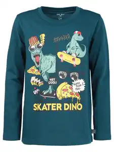 Jungen Shirt mit großem Dino-Print Türkis