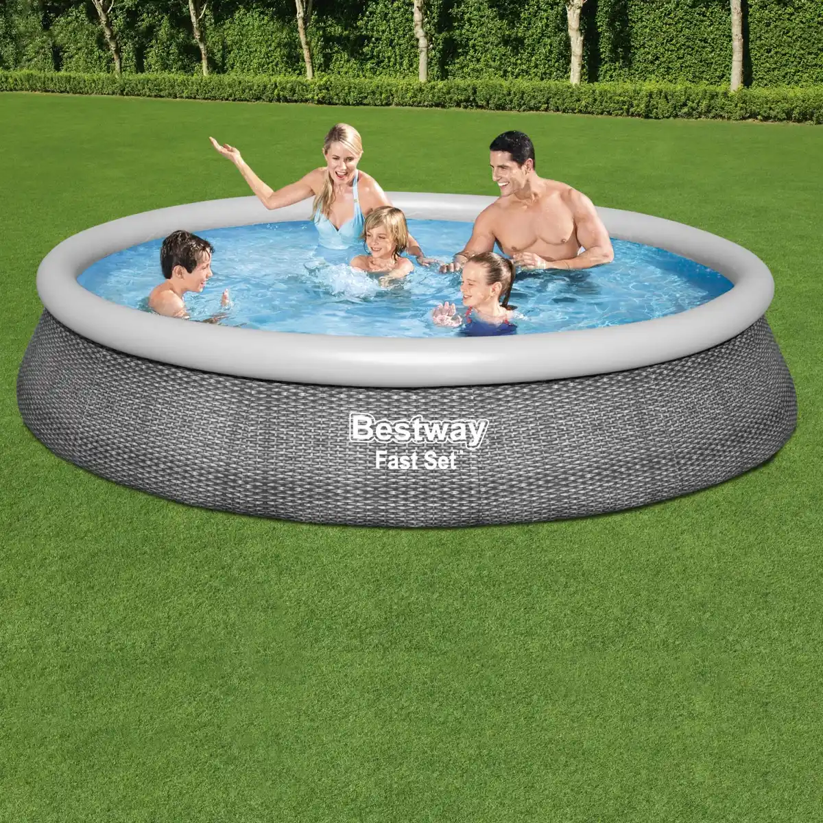 Bild 3 von Bestway Fast Set Aufstellpool-Set Ø 396 cm x 84 cm Rund Schiefergrau