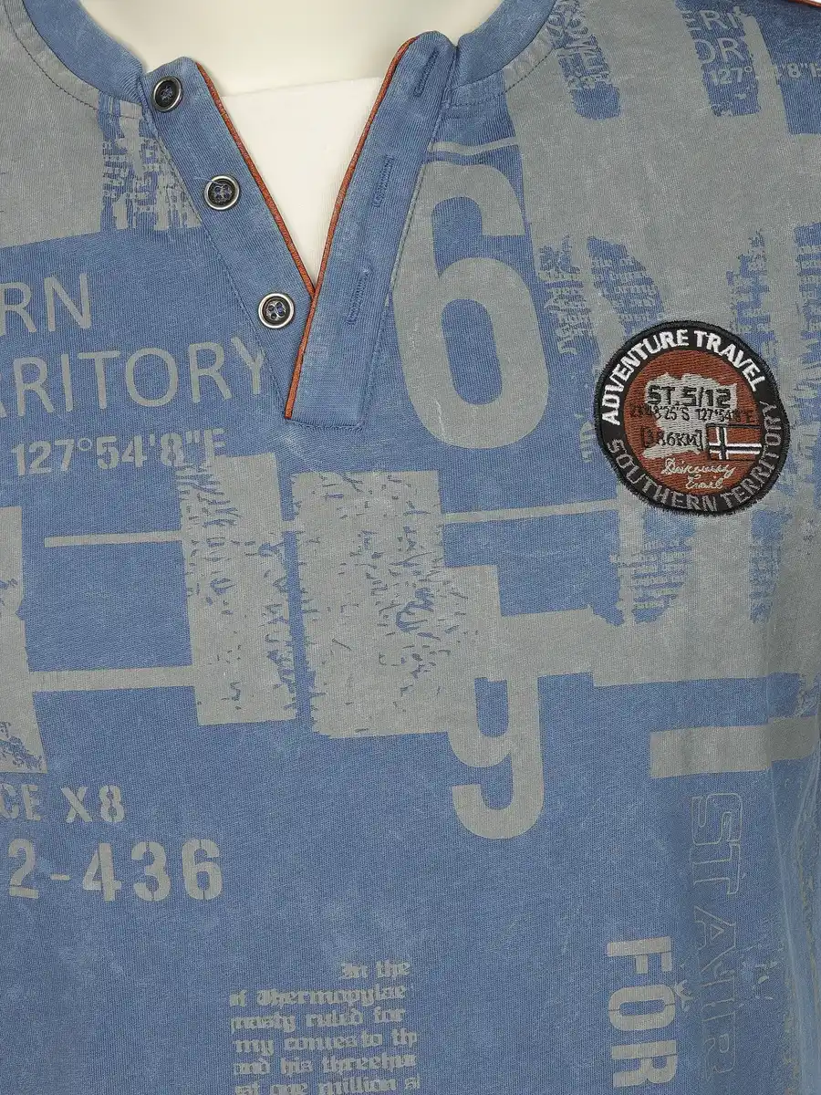 Bild 3 von Herren Henleyshirt mit Print Marine