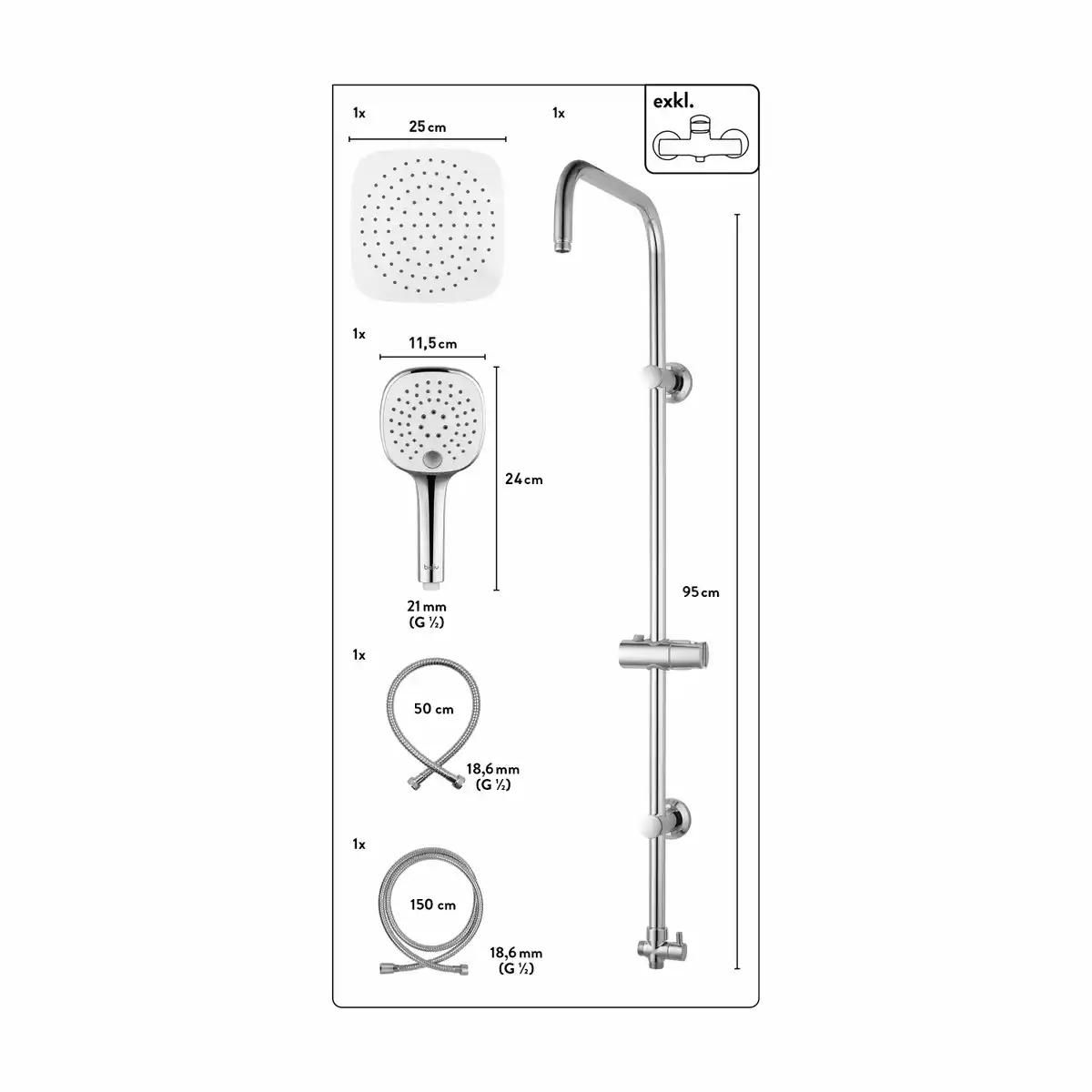Bild 2 von baliv Überkopfbrause-Set KBS-23.50 Verchromt