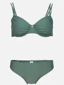 Damen Bikini unifarben Oliv