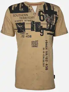 Herren Henleyshirt mit Print Beige