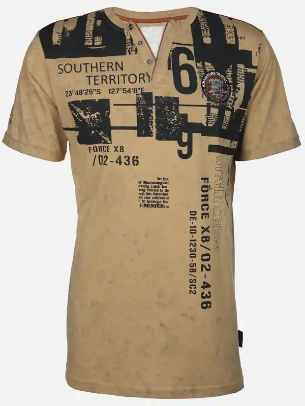 Bild 1 von Herren Henleyshirt mit Print Beige