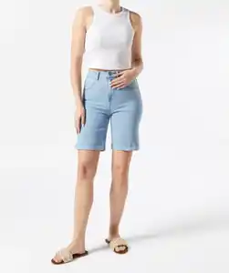 Jeans-Shorts High-waist, jeansblau hell ausgewaschen