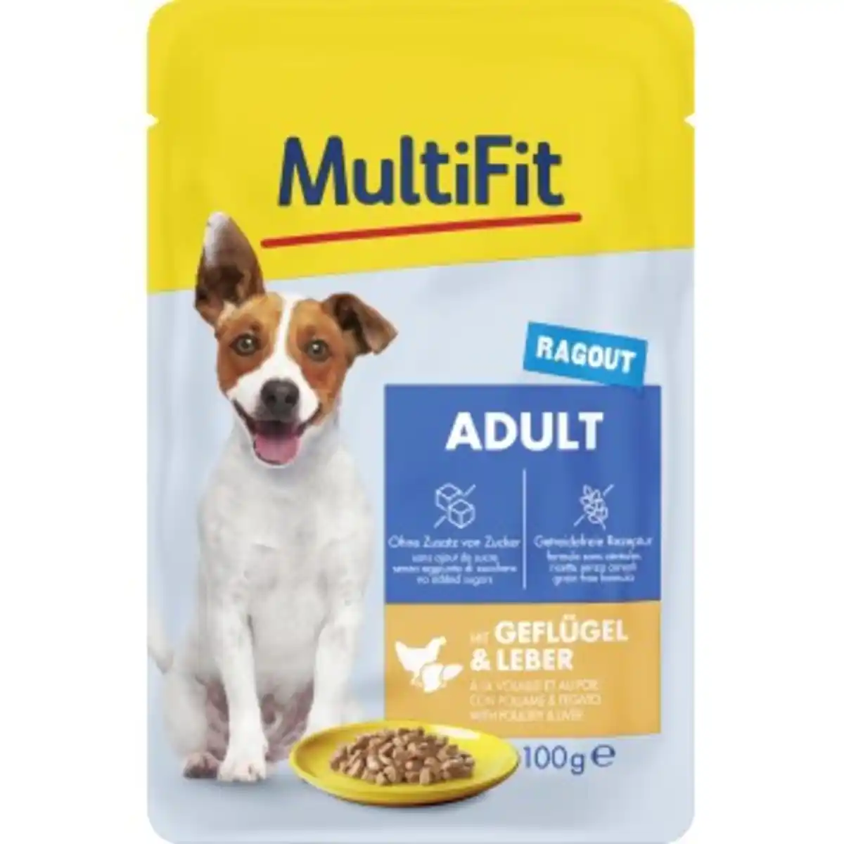 Bild 1 von MultiFit Nassfutter Hund, Adult, Little Dog, Pouch, Ragout mit Geflügel und Leber 24x100 g