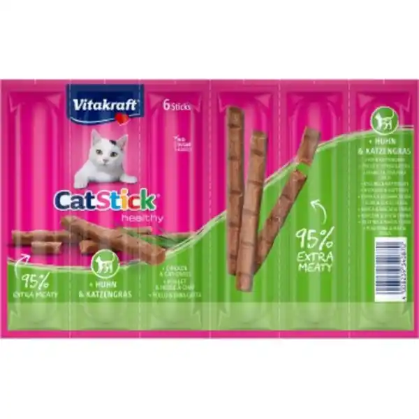 Bild 1 von Vitakraft Cat-Stick 10x6 Stück Huhn und Katzengras