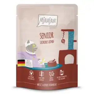 MjAMjAM Nassfutter Katze Senior, Quetschie, Rind 6x300 g