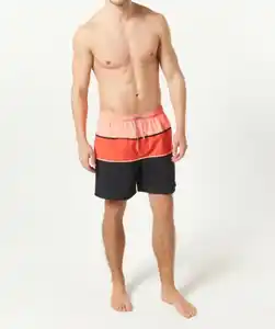 Badeshorts mit Blockstreifen, schwarz