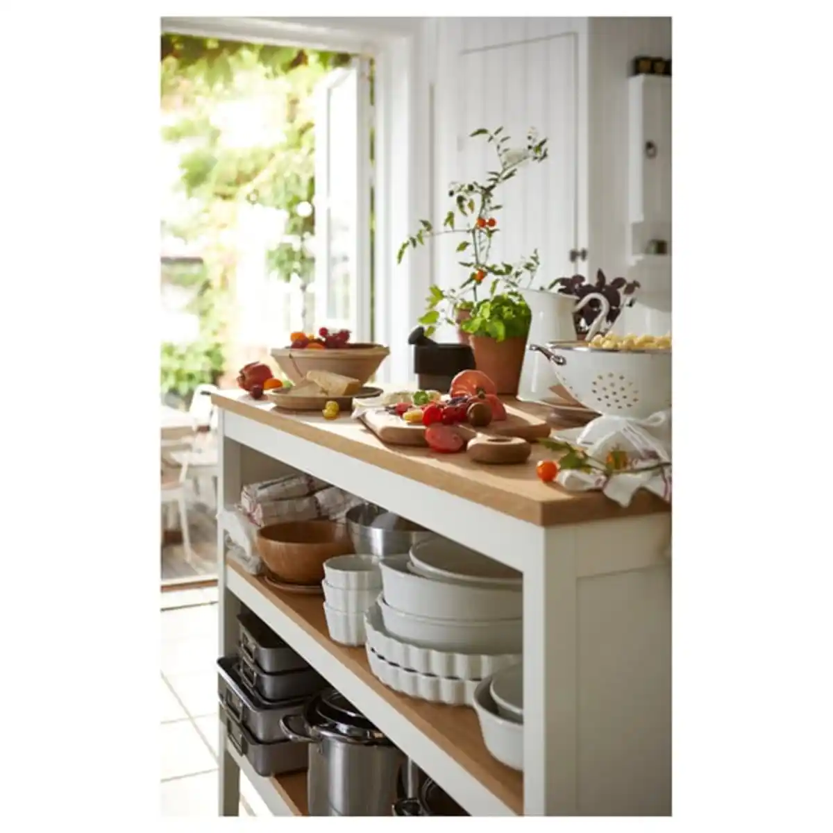 Bild 4 von TORNVIKEN Kücheninsel, elfenbeinweiß/Eiche, 126x77 cm