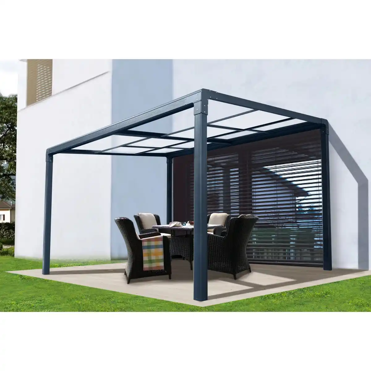 Bild 1 von Floraworld Terrassenüberdachung Air 2 Aluminium Anthrazit 392 cm x 305 cm