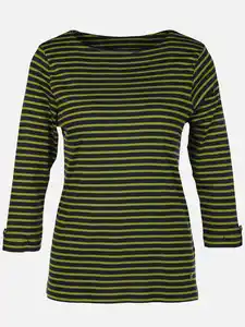 Damen Streifenshirt mit 7/8 Ärmeln Grün