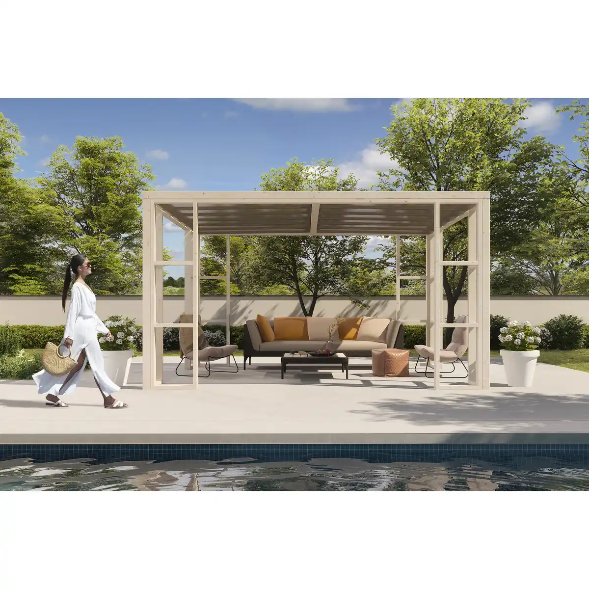 Bild 1 von décor et jardin Pergola 'Ambre 1P' naturbelassen 401 x 304 cm