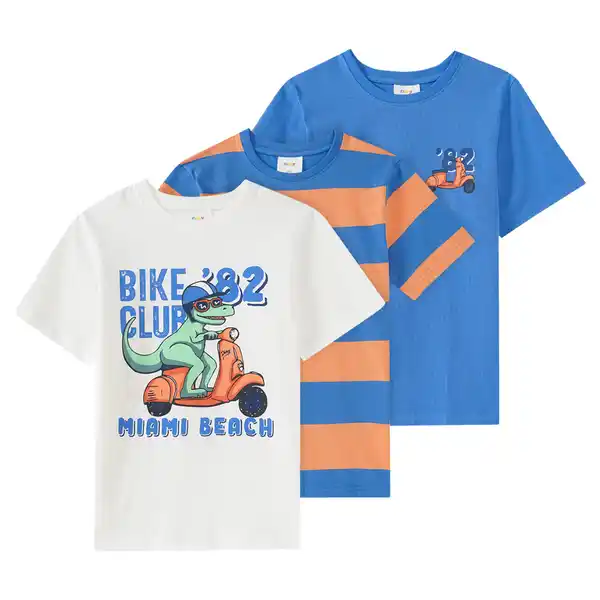 Bild 1 von 3 Jungen T-Shirts in verschiedenen Dessins WEISS / BLAU / ORANGE