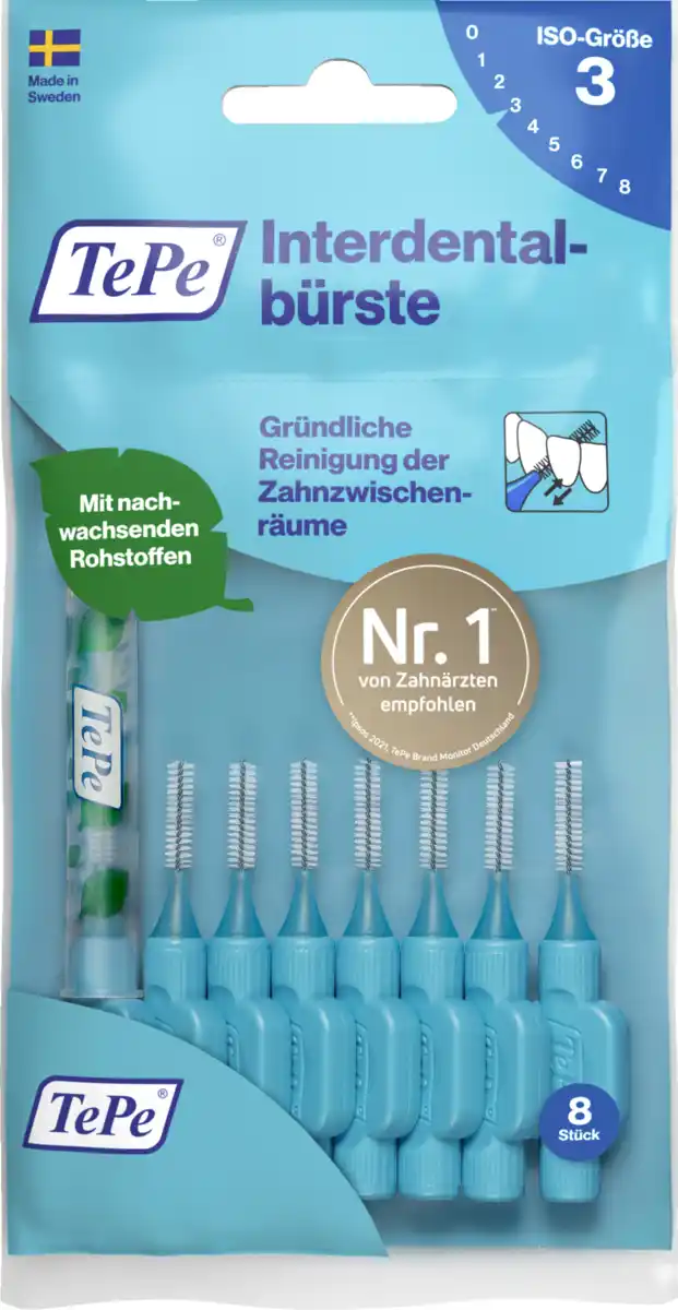 Bild 1 von TePe Interdentalbürsten Blau, ISO 3, 0,6 mm, 8 Stück