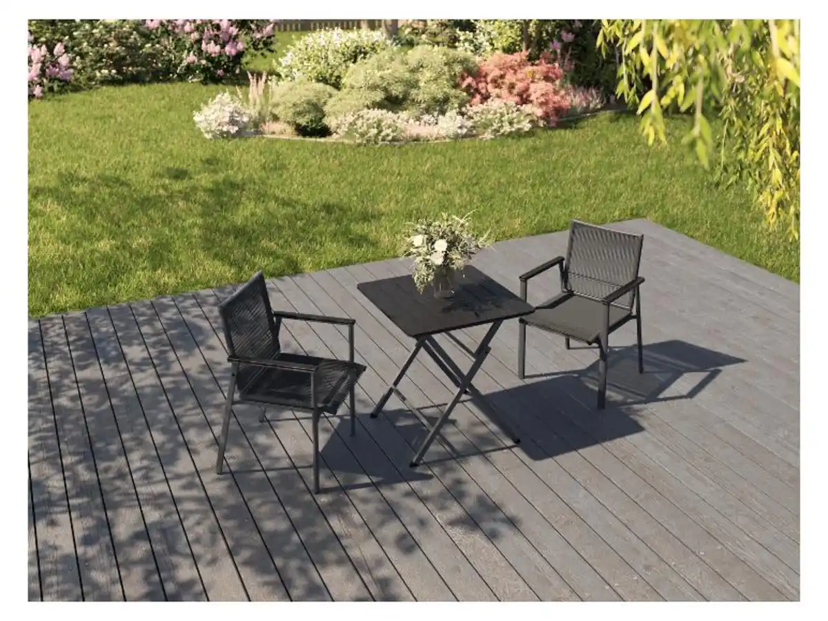 Bild 2 von LIVARNO home Alu-Klapptisch »Miami«, mit dekorativer Holzstruktur, anthrazit