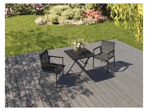 Bild 2 von LIVARNO home Alu-Klapptisch »Miami«, mit dekorativer Holzstruktur, anthrazit