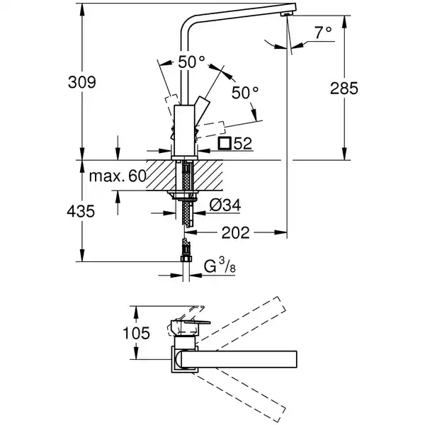 Bild 2 von GROHE Einhand-Spültischbatterie »Sail Cube«, chromfarben