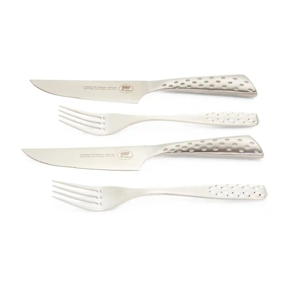 Bild 2 von WEBER Steak-Besteck-Set, 2x Messer/2x Gabel, Edelstahl