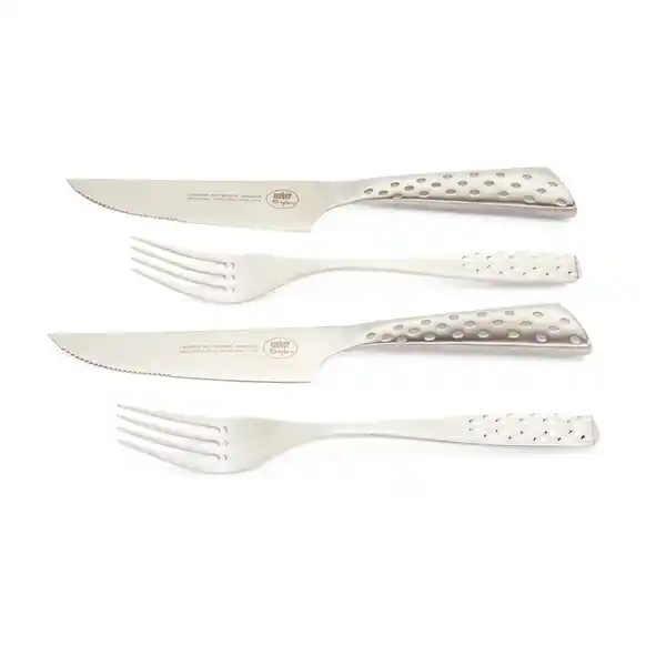 Bild 2 von WEBER Steak-Besteck-Set, 2x Messer/2x Gabel, Edelstahl