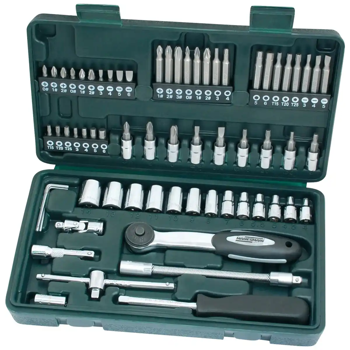 Bild 1 von BRÜDER MANNESMANN Steckschlüsselkasten, 65-teilig, Schlüsselgröße: 4 – 14 mm