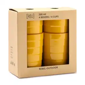 Becher, 4er Set, 200 ml, Melanin, gelb