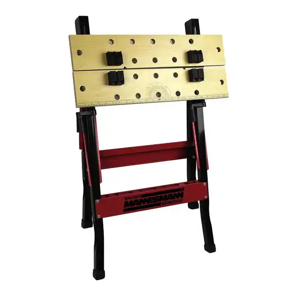Bild 2 von BRÜDER MANNESMANN Werkbank »M 7000«, schwarz/holzfarben/rot, Mitteldichte Faserplatte (MDF)