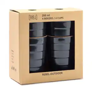 Becher, 4er Set, 200 ml, Melanin, schwarz
