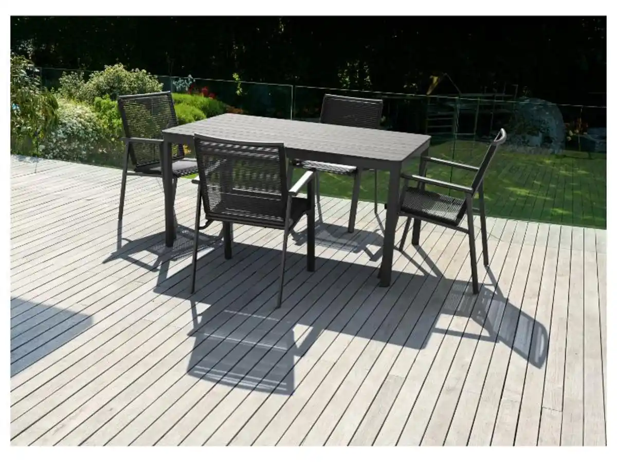 Bild 3 von LIVARNO home Alu-Gartentisch »Miami«, mit dekorativer Holzstruktur, anthrazit